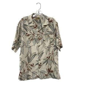 Caribbean Pure Silk Shirt Men’s Medium Hawaii Short Sleeve Button Up 100% Silk